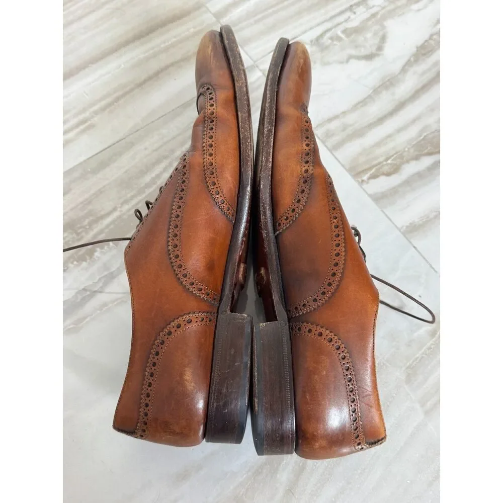 Beautiful Vintage Ralph Lauren Italian Leather Brown Mens Embellished Loafers Sz